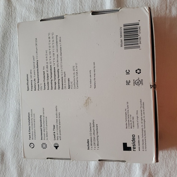 Resideo Wireless Carbon Monoxide Detector Model 5800COV NIB - Picture 3 of 4